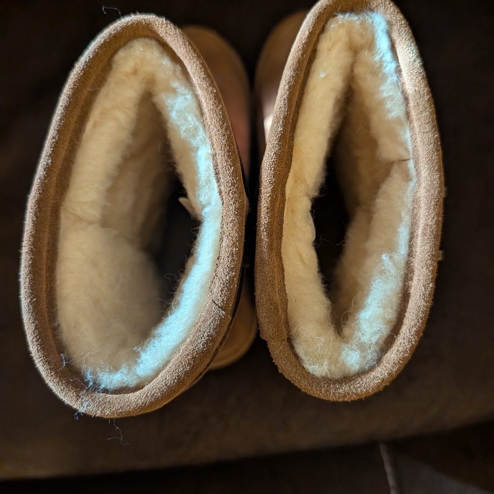 Tan Suede Boots with Shearling Lining - Picture 4 of 4